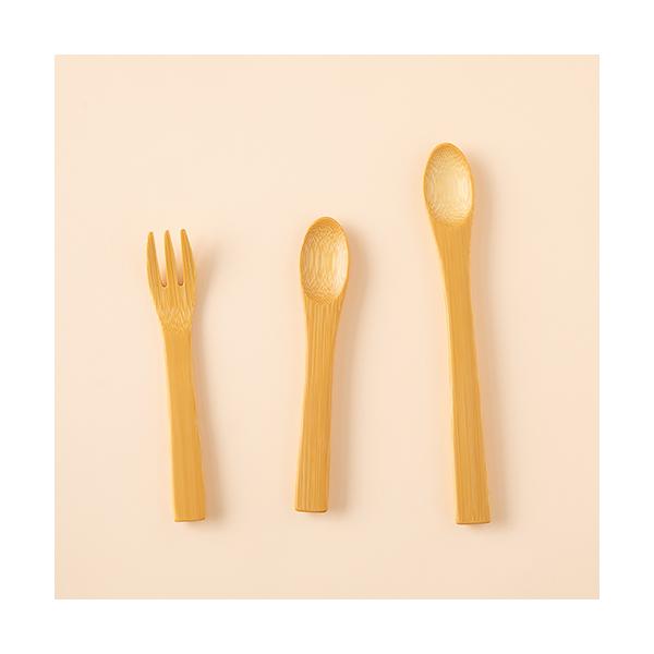 Kai Nobuo Studio Bamboo Baby Cutlery Set (3 Pieces) – Made with Domestic Japanese Wood, Oita Japan