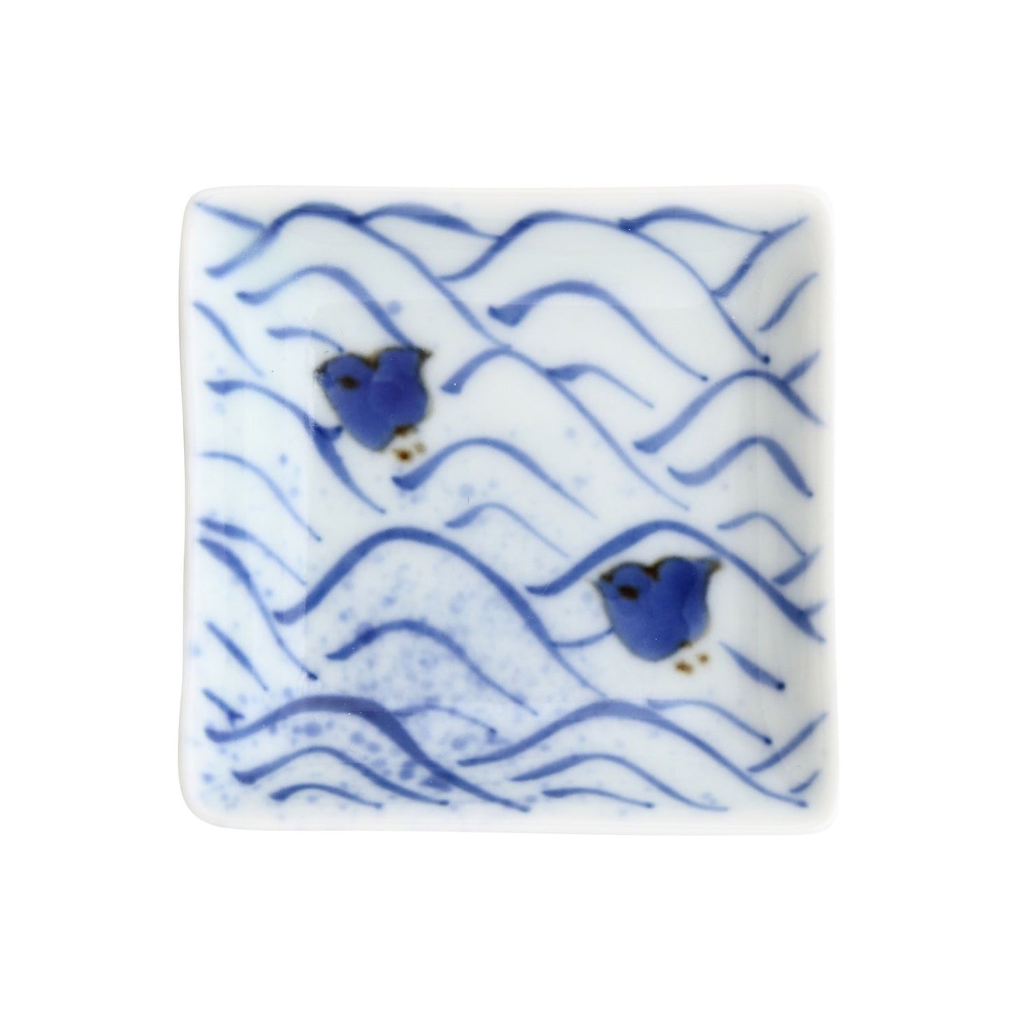 Souta Kiln/ Small Squre Plate (Mamezara) / Chidori/ Waves and Plovers