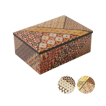 Tsuyuki Woodworks Small Accessory Box 5-Sun – Full Pattern Yosegi Marquetry, Japan