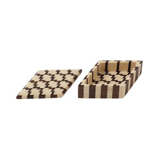 Hakone Wood Mosaic Work Small Container / Matsukawabishi / Gosu / 4 Colors