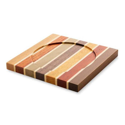 Tsuyuki Woodworks Wooden Coaster – Striped Pattern (Yosegi Marquetry),Japan