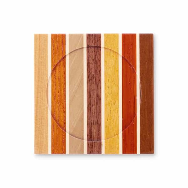 Tsuyuki Woodworks Wooden Coaster – Striped Pattern (Yosegi Marquetry),Japan