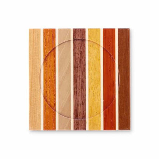 Tsuyuki Woodworks Wooden Coaster – Striped Pattern (Yosegi Marquetry),Japan