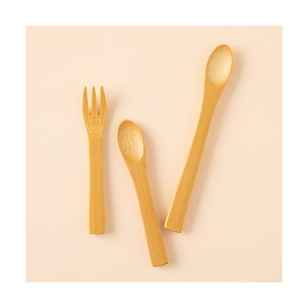 Kai Nobuo Studio Bamboo Baby Cutlery Set (3 Pieces) – Made with Domestic Japanese Wood, Oita Japan