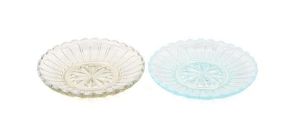 Hirota Glass/ Dessert Tray Crystal of Snow / Amber/ Clear