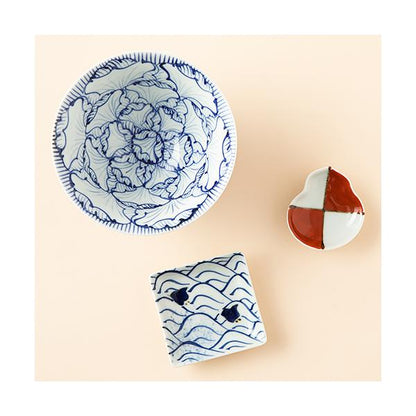 Souta Kiln Hime Rice Bowl – Large & Small, Petal Pattern, Saga Japan