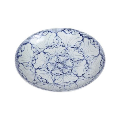 Souta Kiln Sometsuke 10-Inch Deep Plate – Petal Pattern, Saga Japan