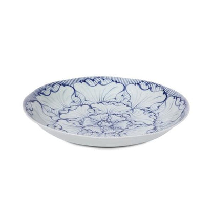 Souta Kiln Sometsuke 10-Inch Deep Plate – Petal Pattern, Saga Japan