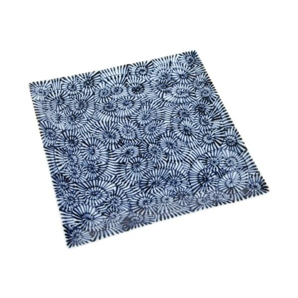 Souta Kiln Sometsuke 9-Inch Square Plate – Tako-Karakusa Arabesque, Saga Japan