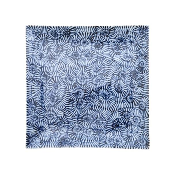Souta Kiln Sometsuke 9-Inch Square Plate – Tako-Karakusa Arabesque, Saga Japan