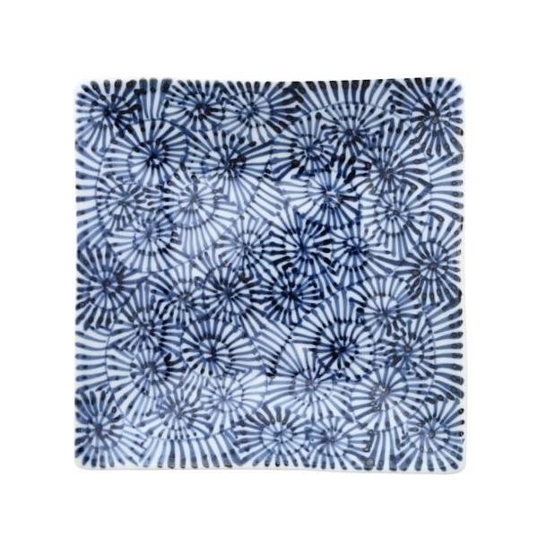 Souta Kiln Sometsuke Square Plate – Tako-Karakusa Arabesque, Saga Japan