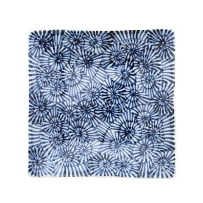 Souta Kiln Sometsuke Square Plate – Tako-Karakusa Arabesque, Saga Japan