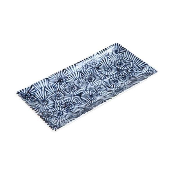 Souta Kiln Sometsuke S-Shaped Rectangular Plate – Small, Tako-Karakusa Arabesque, Saga Japan