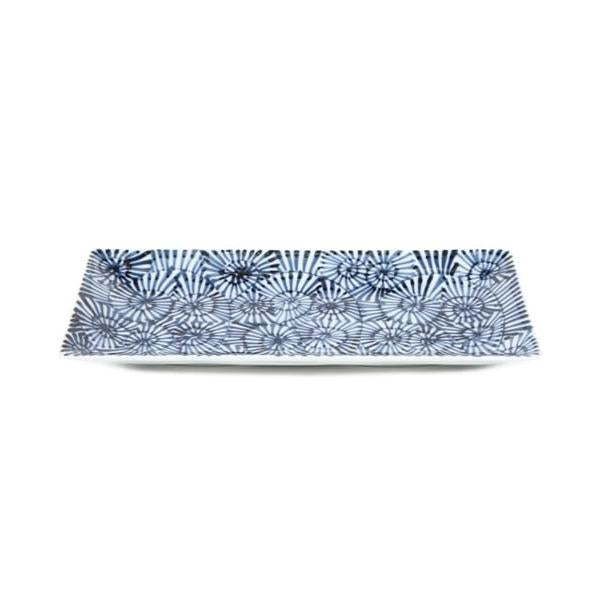 Souta Kiln Sometsuke S-Shaped Rectangular Plate – Small, Tako-Karakusa Arabesque, Saga Japan