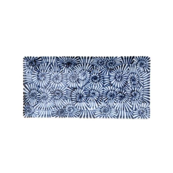 Souta Kiln Sometsuke S-Shaped Rectangular Plate – Small, Tako-Karakusa Arabesque, Saga Japan