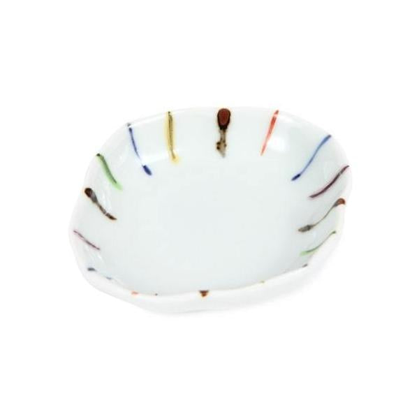 Souta Kiln Mokko-Hime Small Plate – Sometsuke & Enamel, Sen-Tokusa Stripe Pattern, Saga Japan