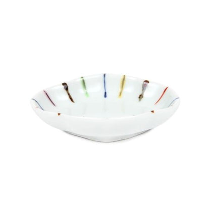 Souta Kiln Mokko-Hime Small Plate – Sometsuke & Enamel, Sen-Tokusa Stripe Pattern, Saga Japan