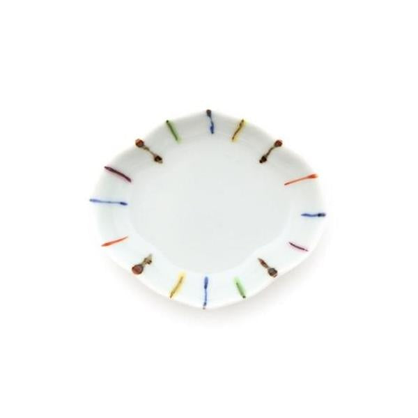 Souta Kiln Mokko-Hime Small Plate – Sometsuke & Enamel, Sen-Tokusa Stripe Pattern, Saga Japan