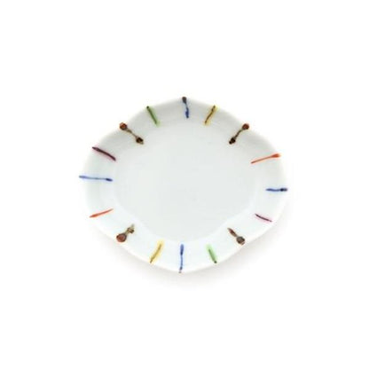 Souta Kiln Mokko-Hime Small Plate – Sometsuke & Enamel, Sen-Tokusa Stripe Pattern, Saga Japan