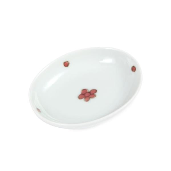 Souta Kiln Sometsuke Oval Hime Small Plate – Red Floral Pattern, Saga Japan