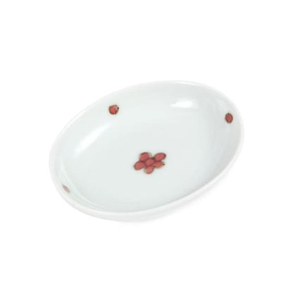 Souta Kiln Sometsuke Oval Hime Small Plate – Red Floral Pattern, Saga Japan