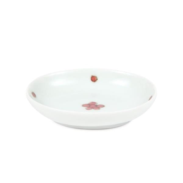 Souta Kiln Sometsuke Oval Hime Small Plate – Red Floral Pattern, Saga Japan