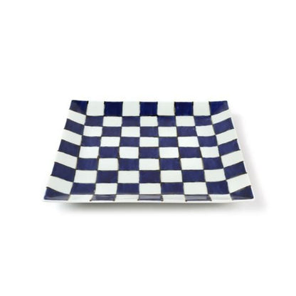 Souta Kiln Sometsuke Square Plate 9-Inch – Ichimatsu Check Pattern, Saga Japan