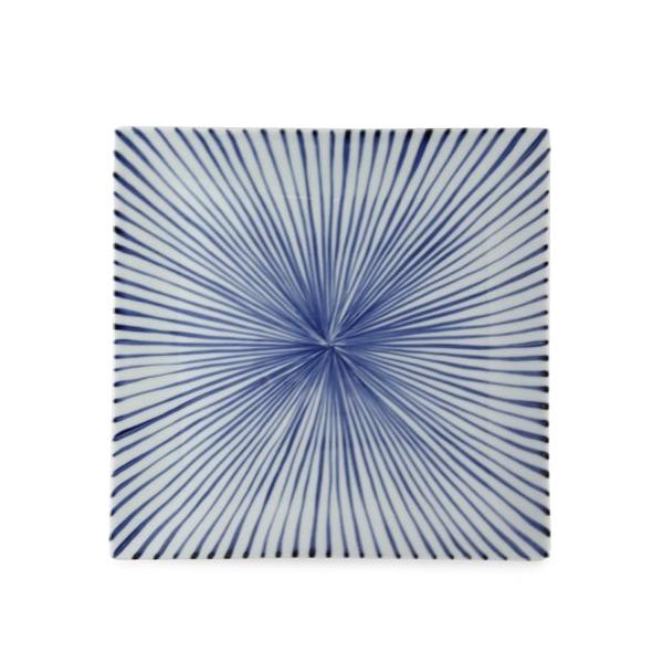Souta Kiln Sometsuke GOSU Square Plate 9.2inch – Tokusa Stripe Pattern, Saga Japan