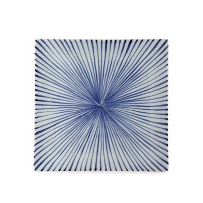 Souta Kiln Sometsuke GOSU Square Plate 9.2inch – Tokusa Stripe Pattern, Saga Japan