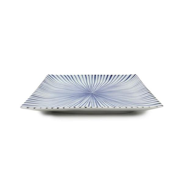 Souta Kiln Sometsuke GOSU Square Plate 9.2inch – Tokusa Stripe Pattern, Saga Japan