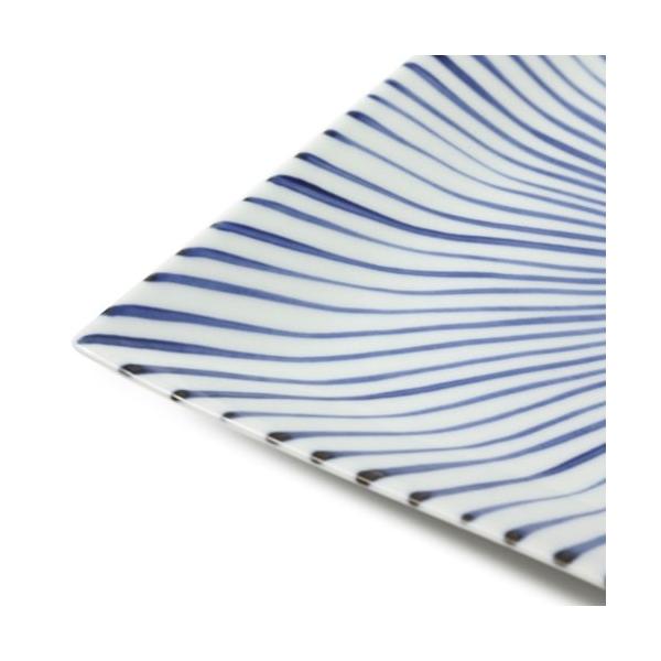 Souta Kiln Sometsuke GOSU Square Plate 9.2inch – Tokusa Stripe Pattern, Saga Japan