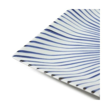 Souta Kiln Sometsuke GOSU Square Plate 9.2inch – Tokusa Stripe Pattern, Saga Japan