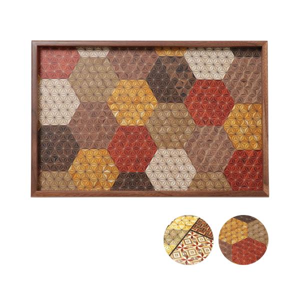 Tsuyuki Woodworks Free Tray – Rectangular Wooden Tray (Yosegi Marquetry),Japan