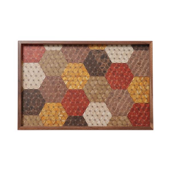 Tsuyuki Woodworks Free Tray – Rectangular Wooden Tray (Yosegi Marquetry),Japan
