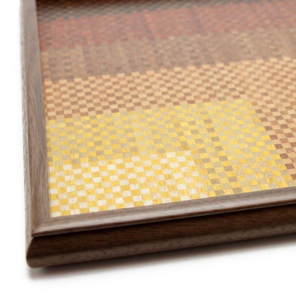 Tsuyuki Woodworks Small Square Tray – Gradation Design (Yosegi Marquetry),Japan