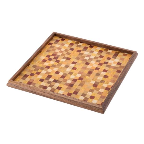 Tsuyuki Woodworks Square Tray – Small Ichimatsu Pattern (Yosegi Marquetry), Japan