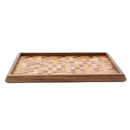 Tsuyuki Woodworks Square Tray – Small Ichimatsu Pattern (Yosegi Marquetry), Japan