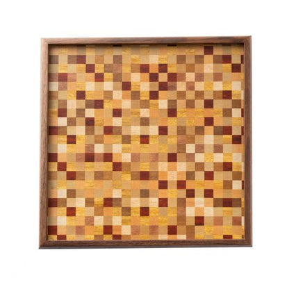 Tsuyuki Woodworks Square Tray – Small Ichimatsu Pattern (Yosegi Marquetry), Japan