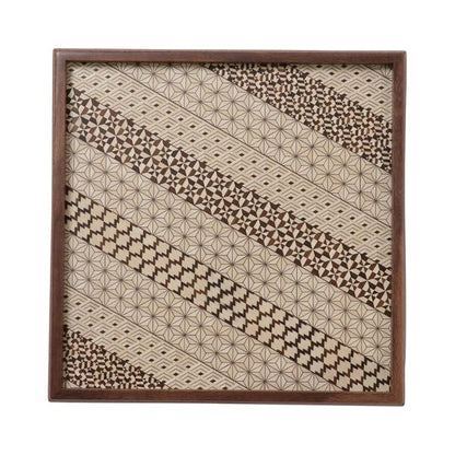 Tsuyuki Woodworks Small Square Tray – White Koyosegi Pattern (Yosegi Marquetry),Japan