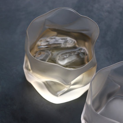 Kimura Glass COM Crumple Old Fashioned Glass – Frosted, Tokyo Japan