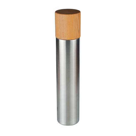Thermos bottle with wooden cup / L