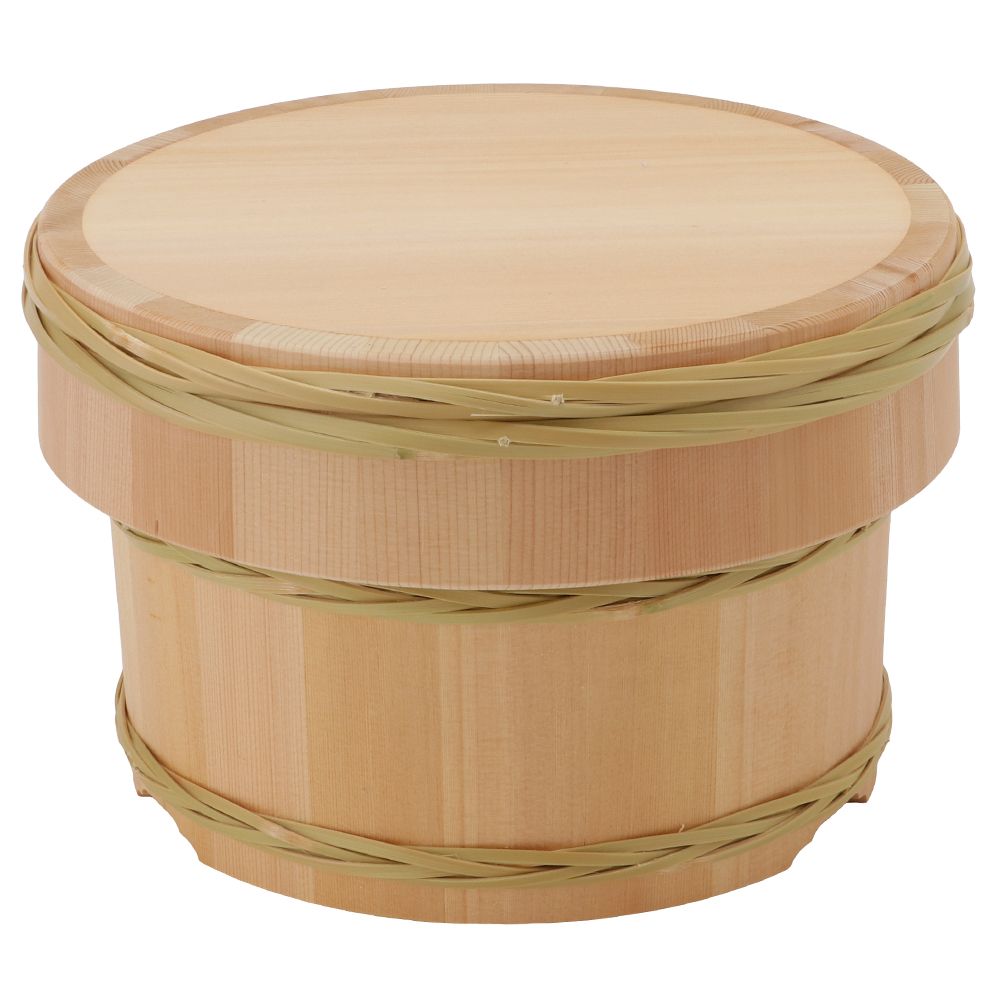 Yamaichi Paulownia Rice Container with Bamboo Hoop “Ohitsu” – 18cm, Kiso Nagano Japan