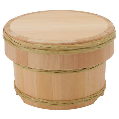 Yamaichi Paulownia Rice Container with Bamboo Hoop “Ohitsu” – 18cm, Kiso Nagano Japan