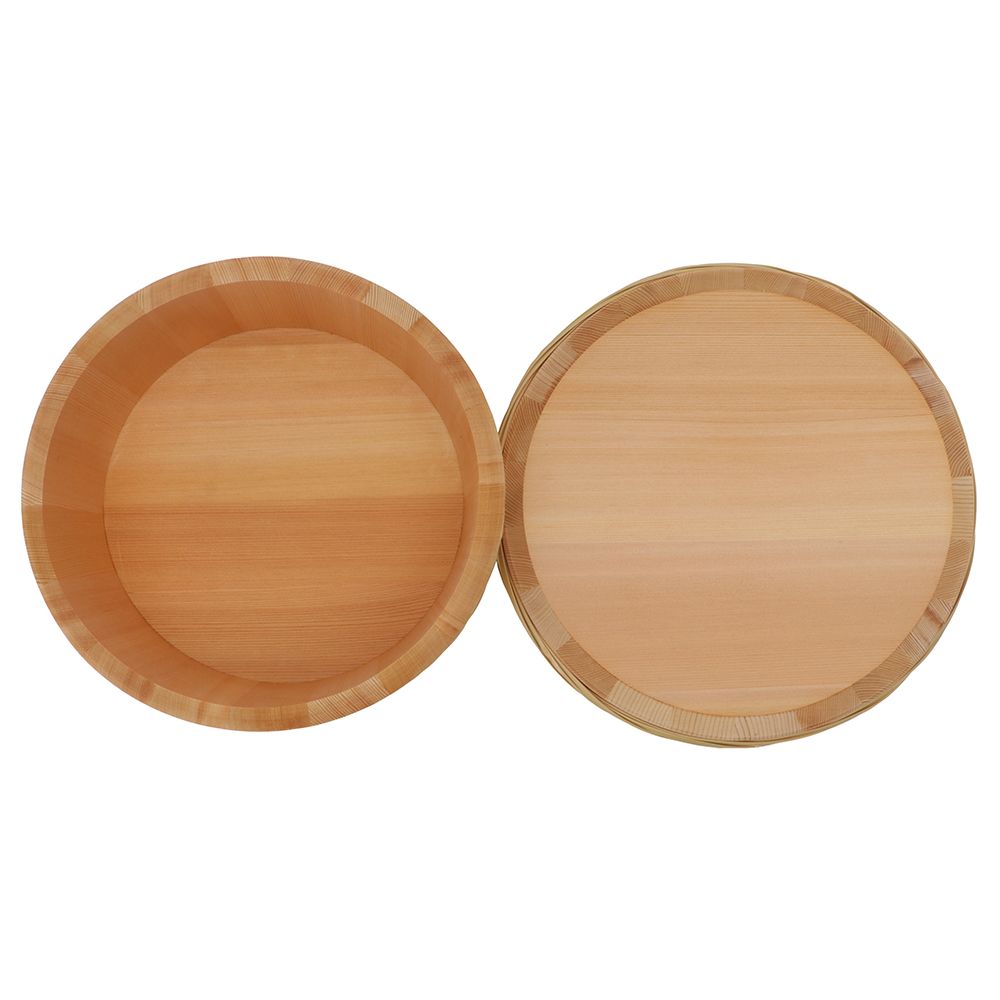 Yamaichi Paulownia Rice Container with Bamboo Hoop “Ohitsu” – 18cm, Kiso Nagano Japan