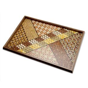 Hakone Wood Mosaic Work Wooden Tray / Mix / L