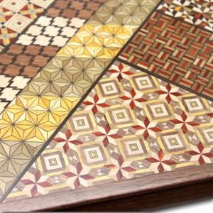 Hakone Wood Mosaic Work Wooden Tray / Mix / L