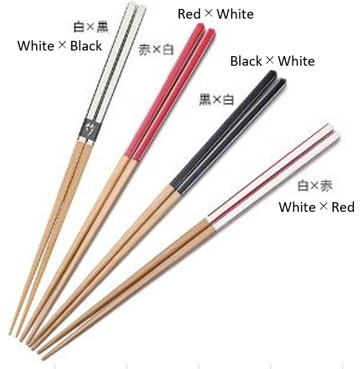 Diamond cut sharpened chopsticks / red x white