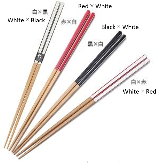 Diamond cut sharpened chopsticks / white x red